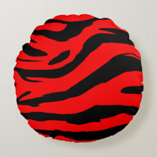 Almofada Redonda Impressão vermelho brilhante da zebra