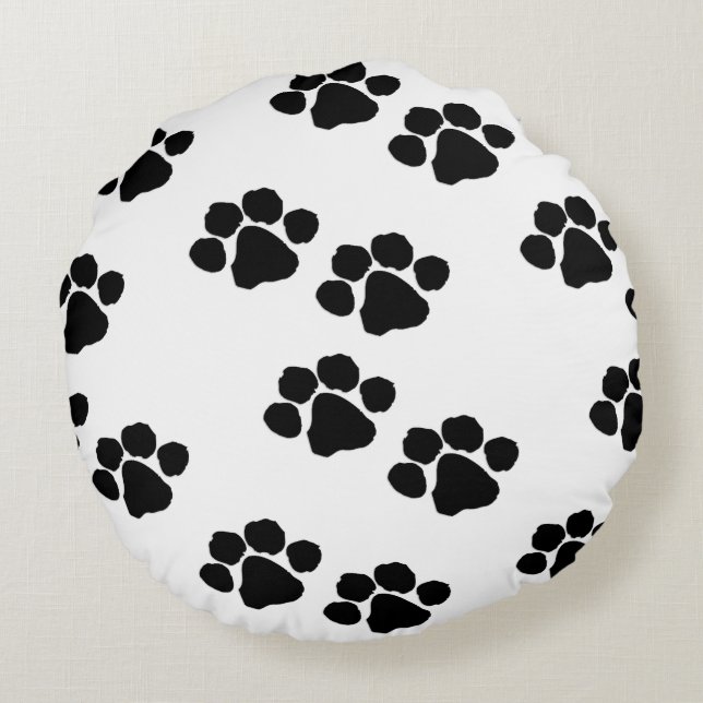 Almofada Redonda Impressões da pata para proprietários do animal de (Verso)
