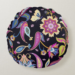 Almofada Redonda Índia Paisley Seamless Floral Ornament