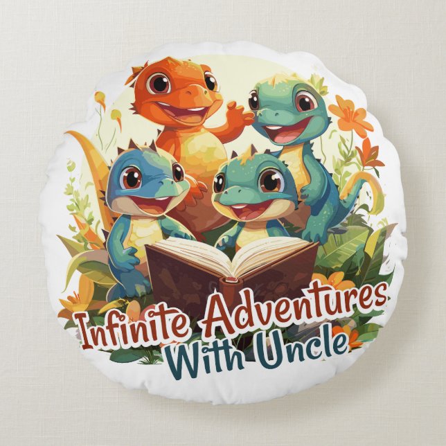 Almofada Redonda Infinite Adventures With Uncle (Frente)