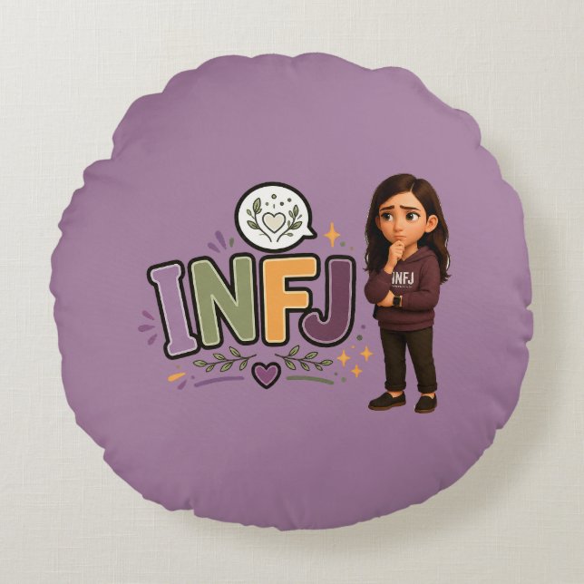 Almofada Redonda INFJ — A Guardiã das Ideias (Frente)