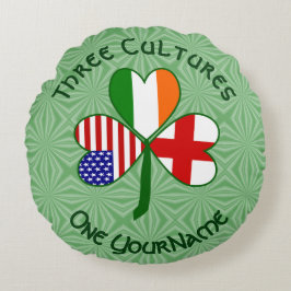 Almofada Redonda Inglaterra Irlanda EUA Shamrock Flag Personalizado