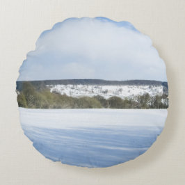 Almofada Redonda Inglês Countryside no inverno - Personalizado