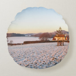 Almofada Redonda Inglês Winter Sunset - Personalizado