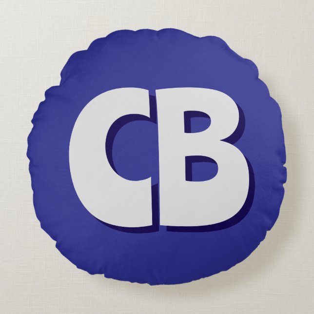 Almofada Redonda Iniciais Mínimas de Monograma Moderno Profissional (Frente)