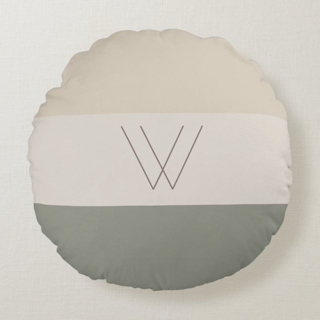 Almofada Redonda Inicial Monogramática Elegante Padrão Chic Moderno (Frente)