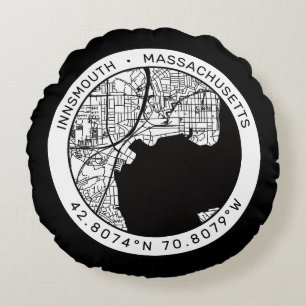 Almofada Redonda Innsmouth City Map Lovecraft