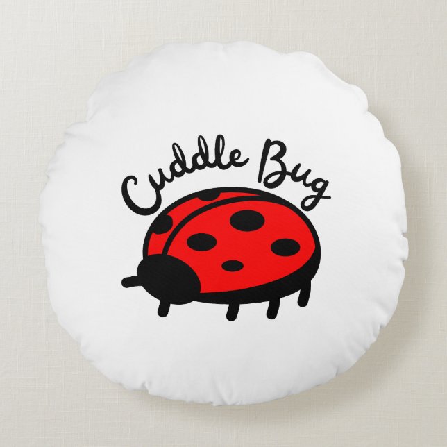 Almofada Redonda Inseto de Cuddle Ladybug | Design Bonita e Cozy (Frente)