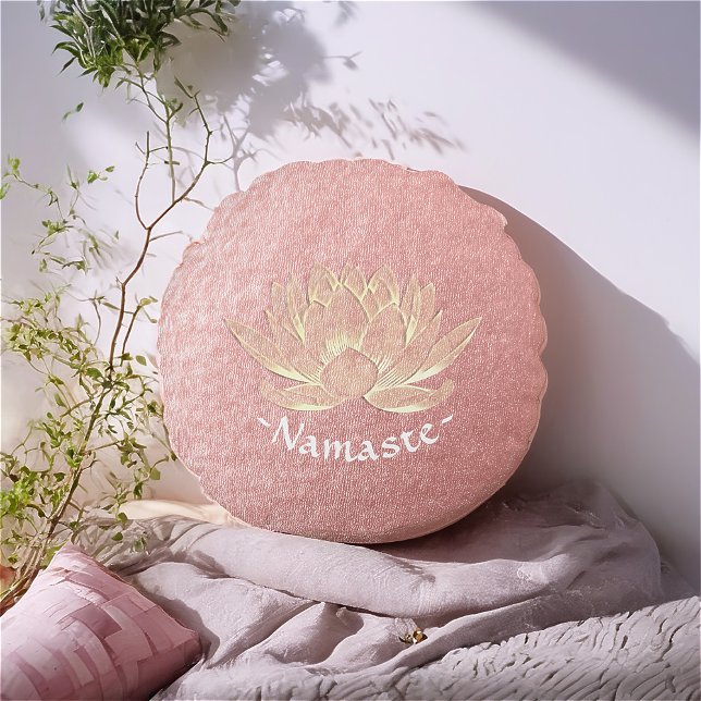 Almofada Redonda Instrutor de Meditação do Lotus Yoga Studio rosa D (Criador carregado)