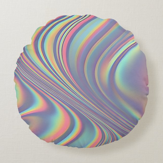 Almofada Redonda Iridescent Holographic Swirl Texture (Frente)
