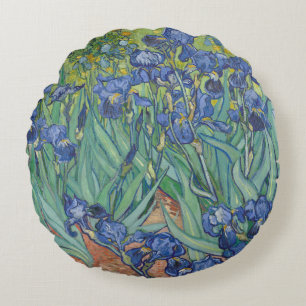 Almofada Redonda Íris, Pintura a Óleo Floral, Vincent Van Gogh