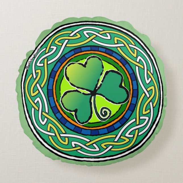 Almofada Redonda Irish shamrock (Frente)
