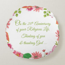 Irmã Religiosa 20º Aniversário Aquarela Flores