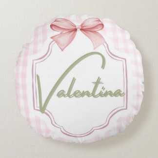 Almofada Redonda Irmandade de Bebê Personalizada Valentina Gingham