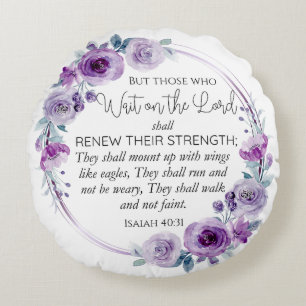Almofada Redonda Isaiah 40:31 Aqueles que esperam pelo Lorde Floral