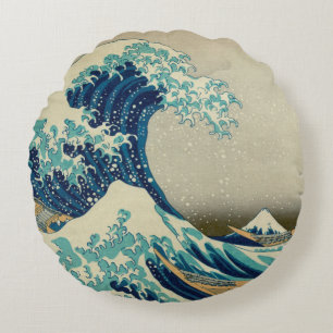 Almofada Redonda Japão - Arte Japonesa (Onda de Excelente em Kanag