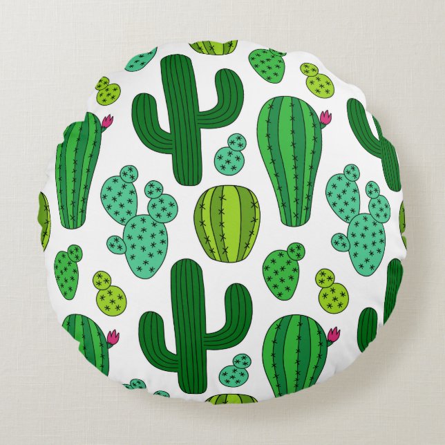 Almofada Redonda Jardim Cactus (Frente)