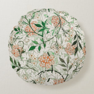 Almofada Redonda Jardim de Jasmim Flor Clássica William Morris