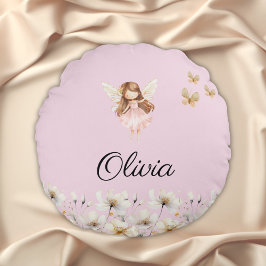 Almofada Redonda Jardim Encantado Nome Personalizado Fofo Fada