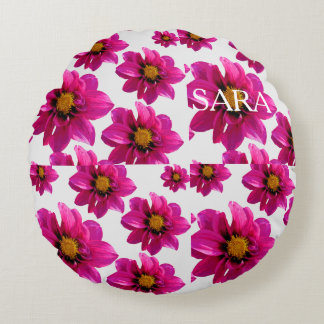 Almofada Redonda Jardim Floral Rosa Nome Personalizado Estampa Tota