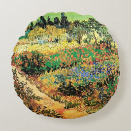 Almofada Redonda Jardim Florido com Caminho por Vincent van Gogh