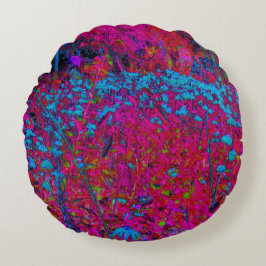 Almofada Redonda Jardim Magenta Psicodélico Púrpura Lily Flor