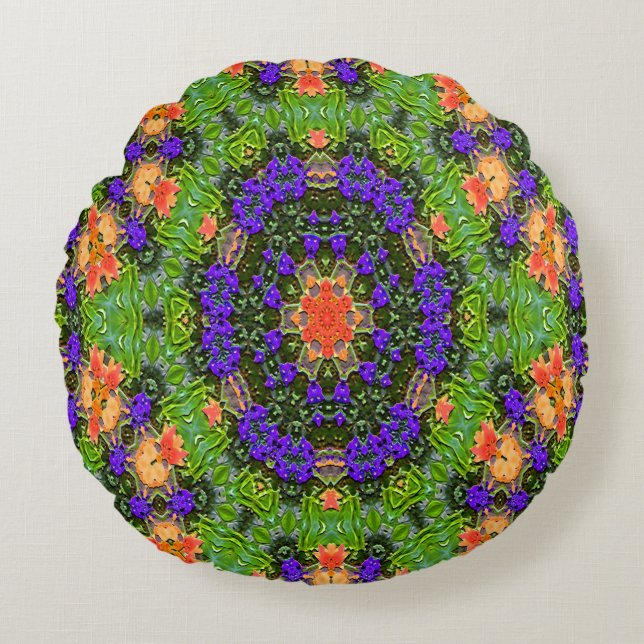 Almofada Redonda Jardim Mandala.... (Frente)