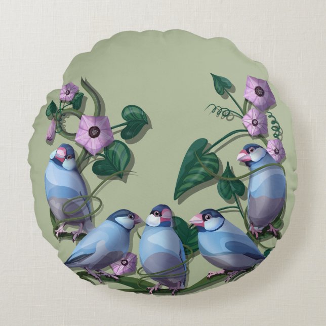 Almofada Redonda Java sparrows  (Frente)