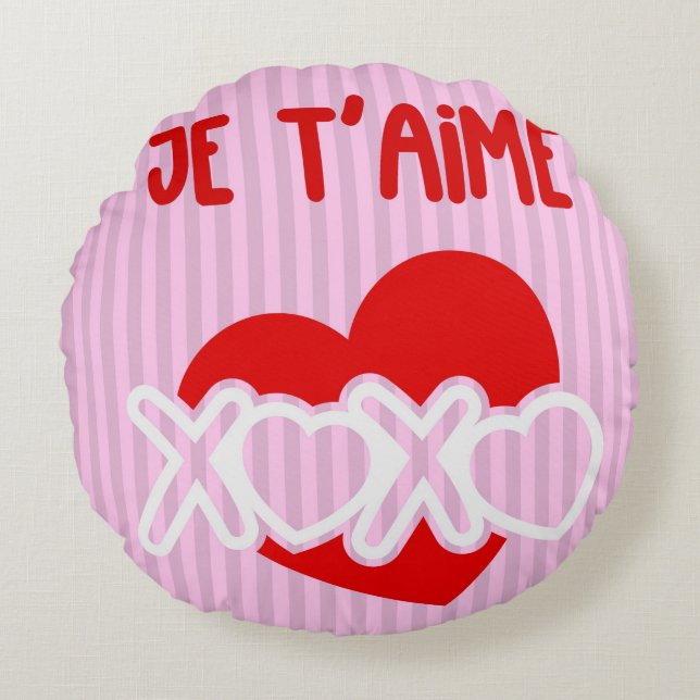 Almofada Redonda Je t’aime. (Frente)