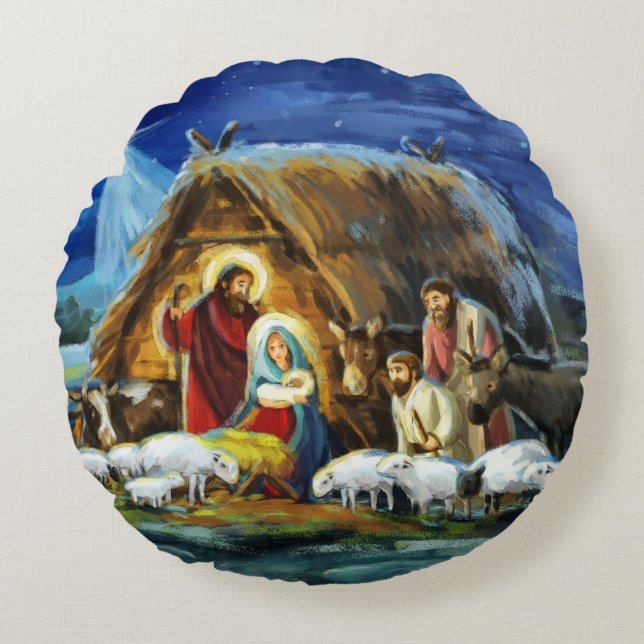 Almofada Redonda Jesus era nascer (Frente)