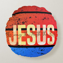 Almofada Redonda Jesus, the way the truth and the life sunset