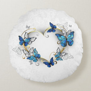Almofada Redonda Jewelry Heart with Butterflies Morpho
