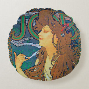 Almofada Redonda JOB, Travesseiro decorativo Alphonse Mucha