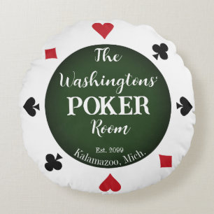 Almofada Redonda Jogando Cartões Clássicos Jogando Sala de Poker