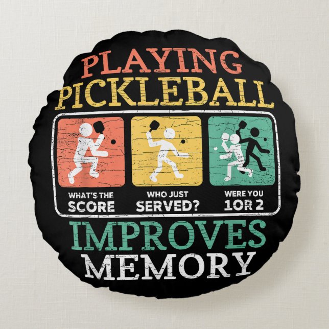 Almofada Redonda Jogando Pickleball Melhora a Memória (Frente)
