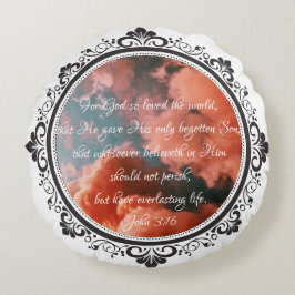 Almofada Redonda John 3:16 Travesseiro De Ênfase Redonda