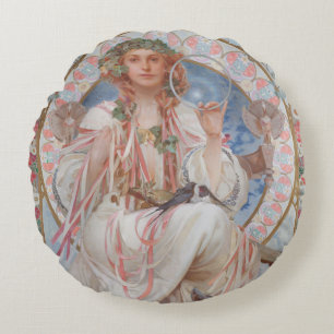 Almofada Redonda Josephine Crane Bradley como Lavia por Alphonse Mu