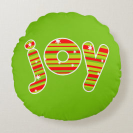 Almofada Redonda JOY at Christmas, Red & Green Stripes