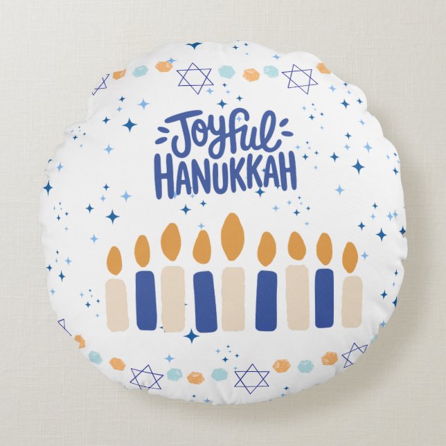 Almofada Redonda Joyful Hanukkah (Frente)