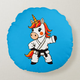 Almofada Redonda Karate et unicorn .Fantastique art martial