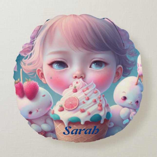 Almofada Redonda Kawaii (Frente)