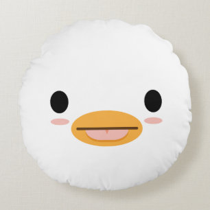 Almofada Redonda Kawaii Duck Tongue "Muito fofo para ser sério."