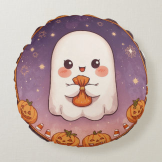 Almofada Redonda Kawaii Ghost Round Pillow