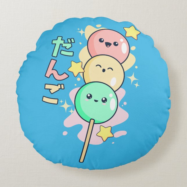 Almofada Redonda Kawaii Hanami Dango  (Frente)