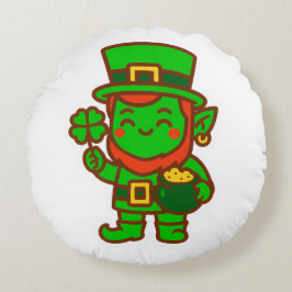 Almofada Redonda Kawaii Lucky Leprechaun