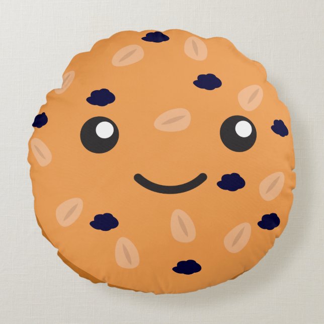 Almofada Redonda Kawaii Oatlight Raisin Cookie (Frente)