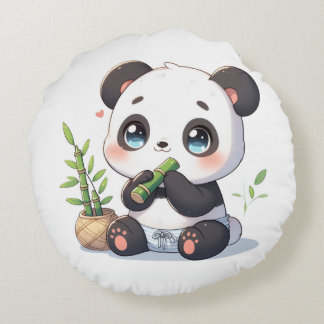 Almofada Redonda Kawaii Panda Pillow