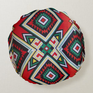 Almofada Redonda Kente Geometric Tapestry
