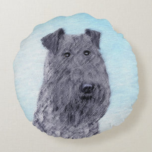 Almofada Redonda Kerry Blue Terrier pintando uma pintura cãozinha o