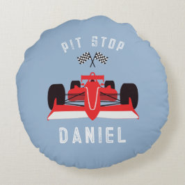 Almofada Redonda Kids Cute Racing Car Blue